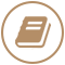 A sphere icon of a book in brown color