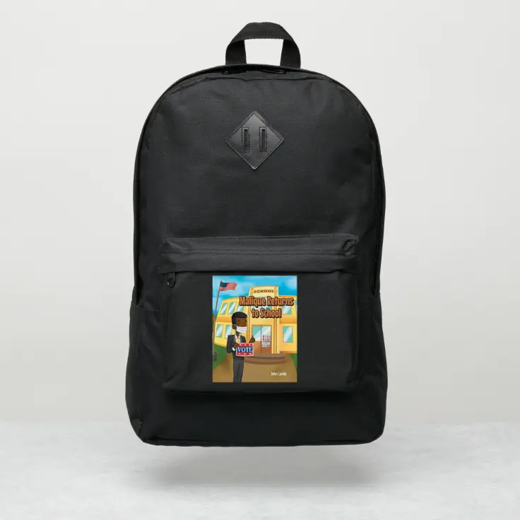 A bag pack with a picture on its front